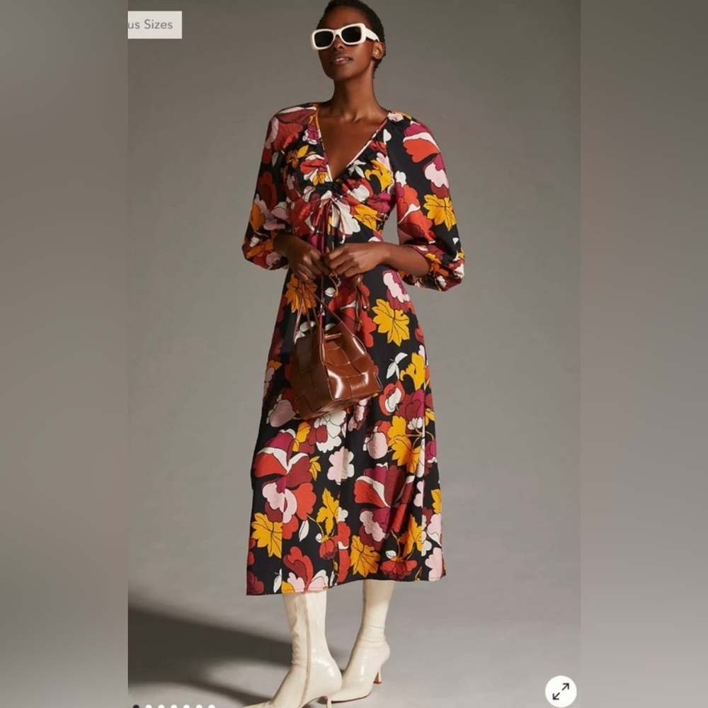 Anthropology Mod Floral Middi Dress | Size: 4P